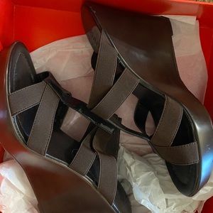 Size 8 brown elastic wedges. Charles by Charles David. Worn once. Like new.